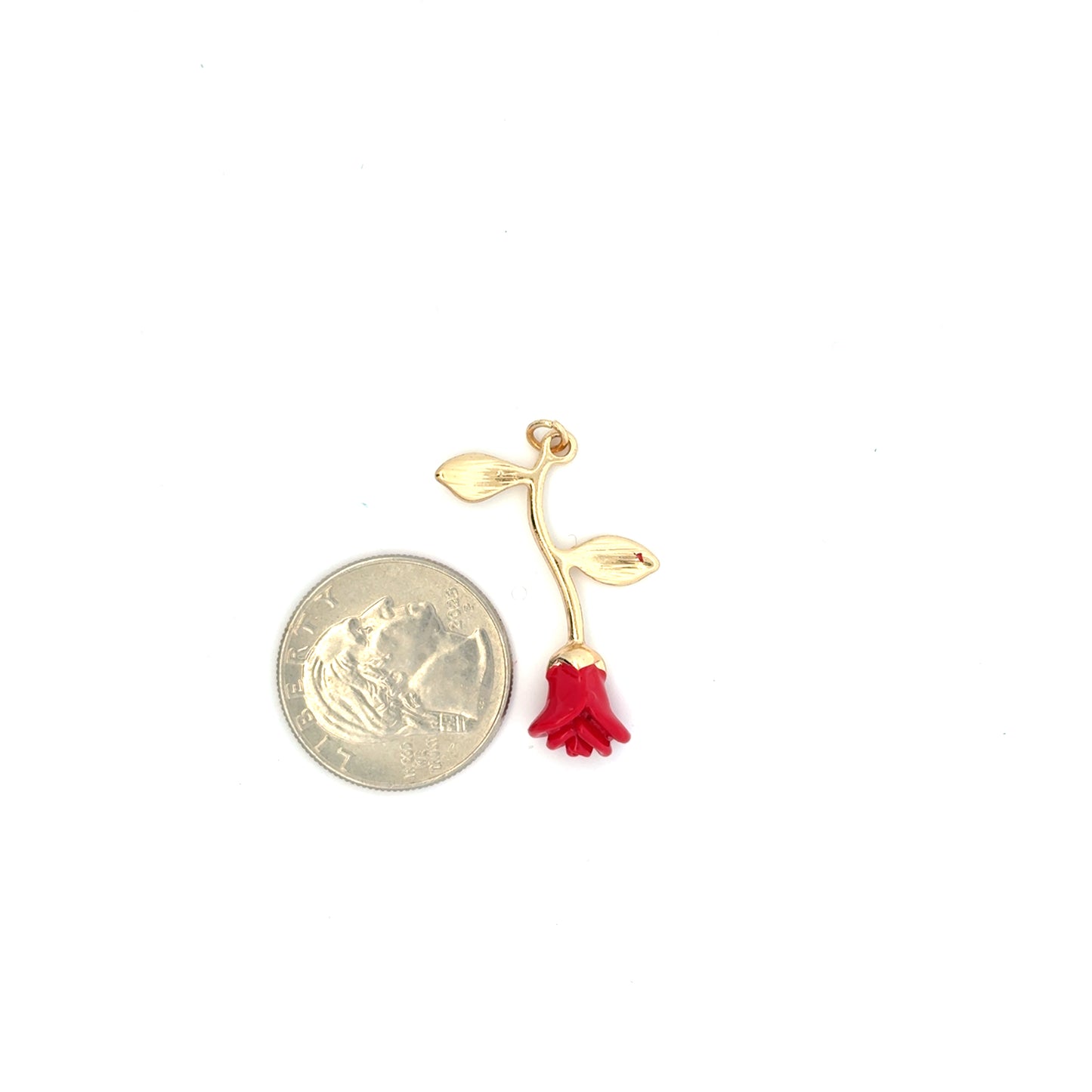 Elegant Red Rose Long Charm