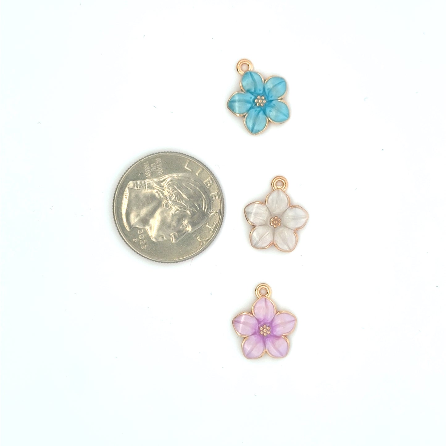 Charming Cute Small Floral charms gold trim