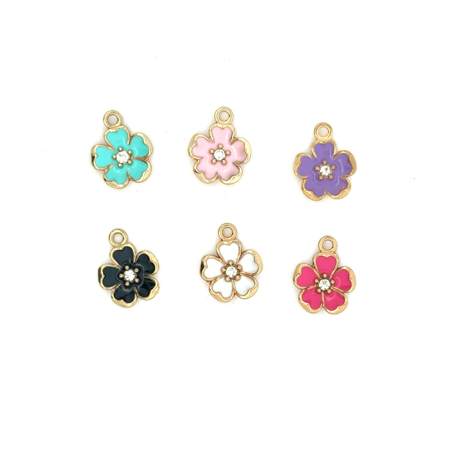 Colorful Flower Charms crystal center with gold trim