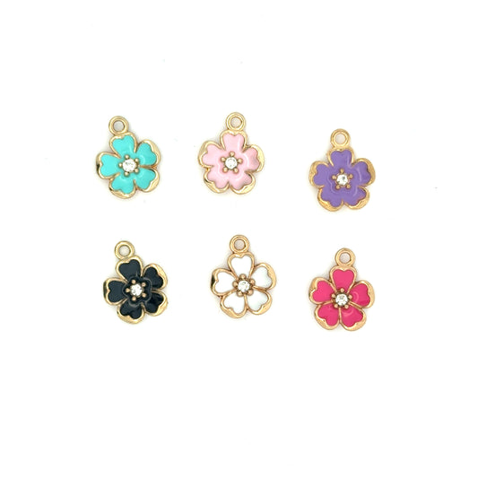 Colorful Flower Charms crystal center with gold trim