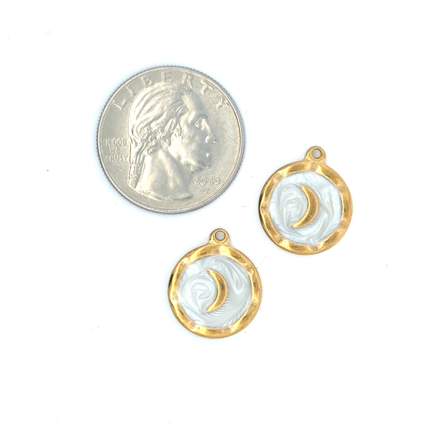 Elegant Moon Phase Charms Gold Trim