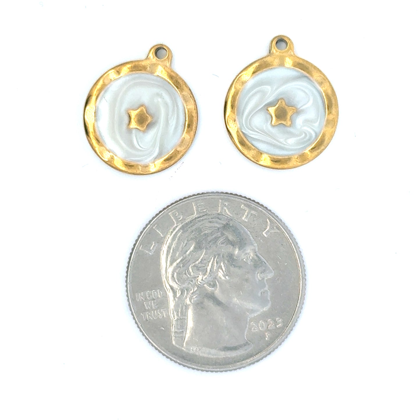 Elegant Gold and Star Celestial White Charms