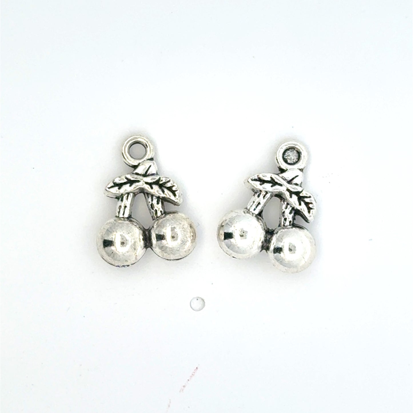 Charming Stainless Steel 3D Silver Cherry Charms