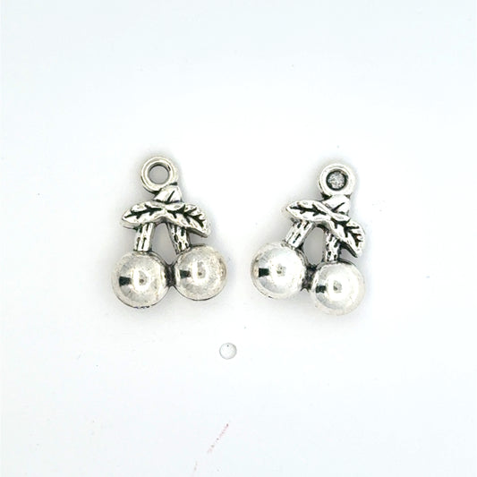 Charming Stainless Steel 3D Silver Cherry Charms
