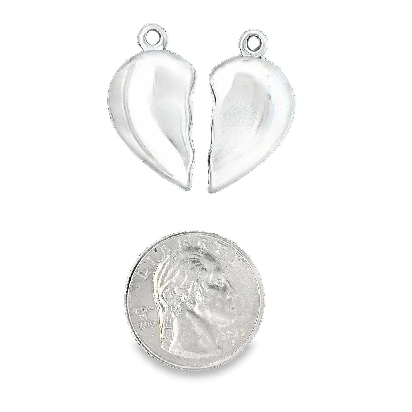Silver Large Heart Stainless Steel Charms