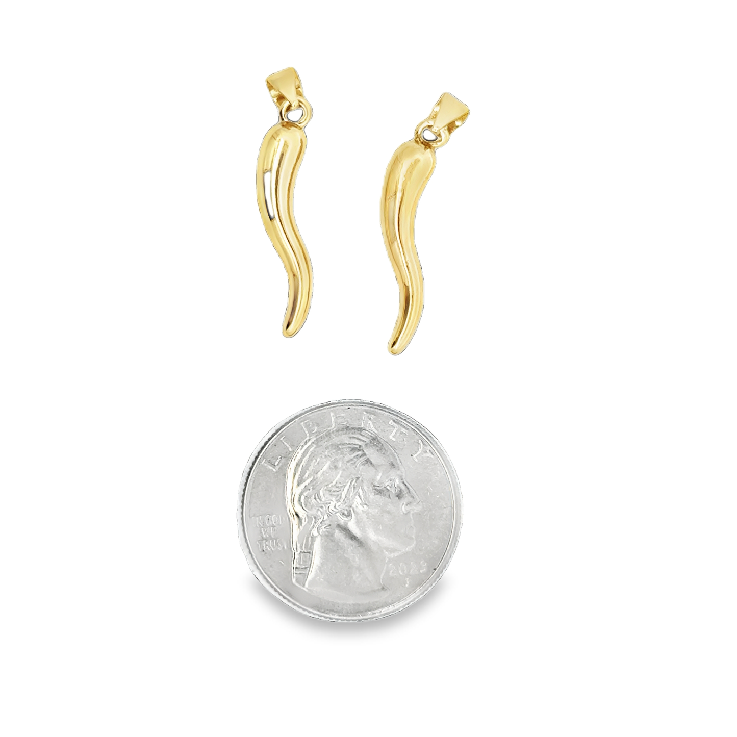 Elegant Large Gold 18k Italian Horn Charms