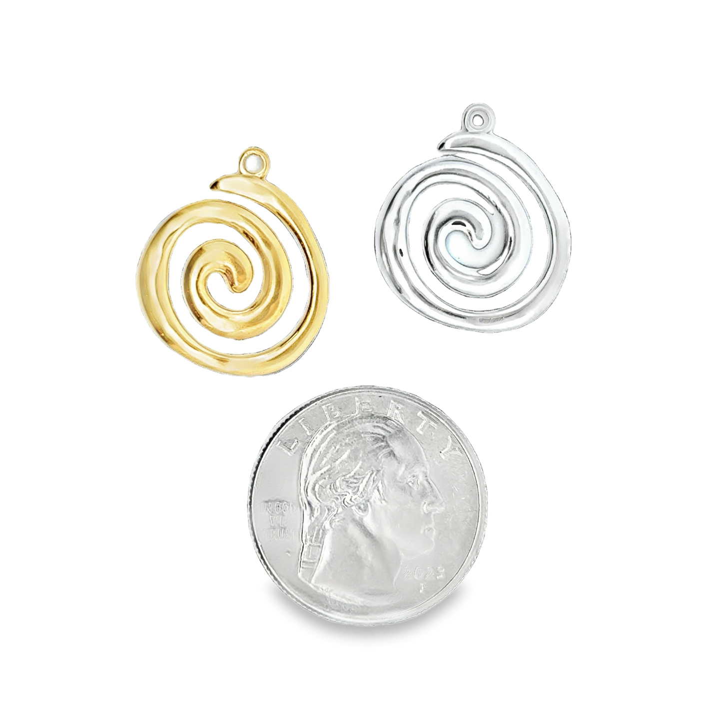 Elegant Spiral Charms in 18k Gold or Silver