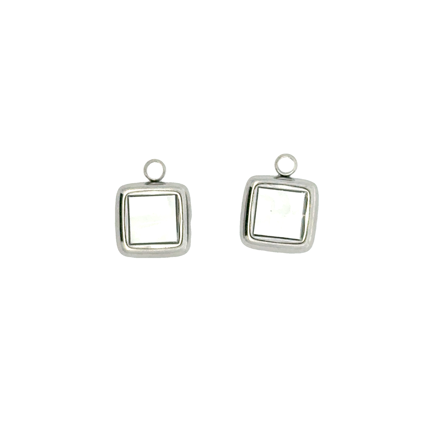 Elegant small Silver Square Pearl center Charms