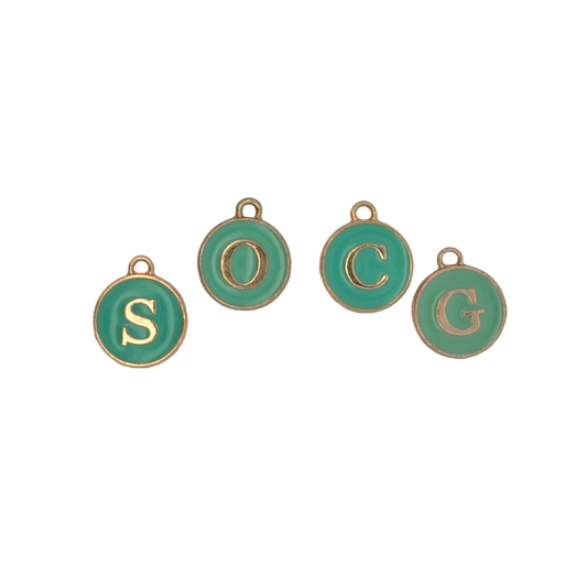 Charming Green Initial Charms
