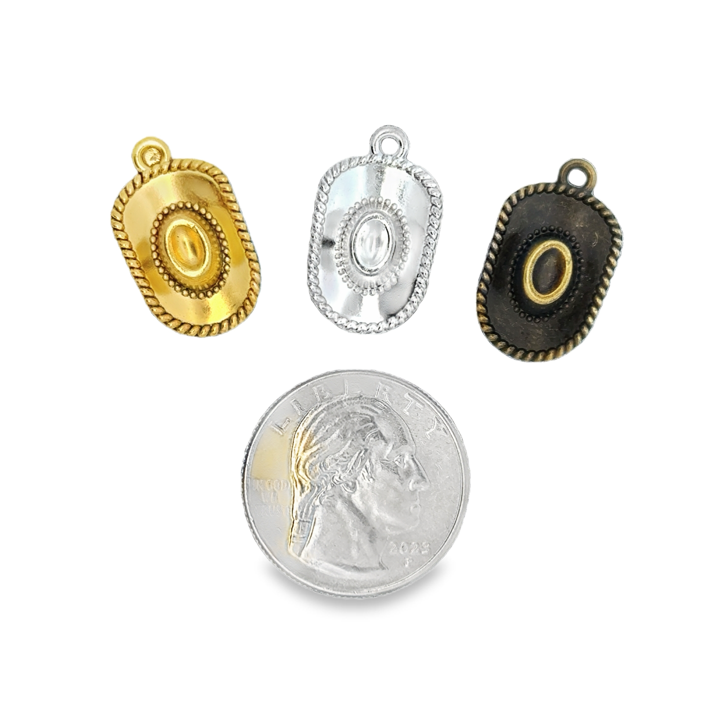 Elegant Trio of Decorative 3D Cowboy Hat Charms