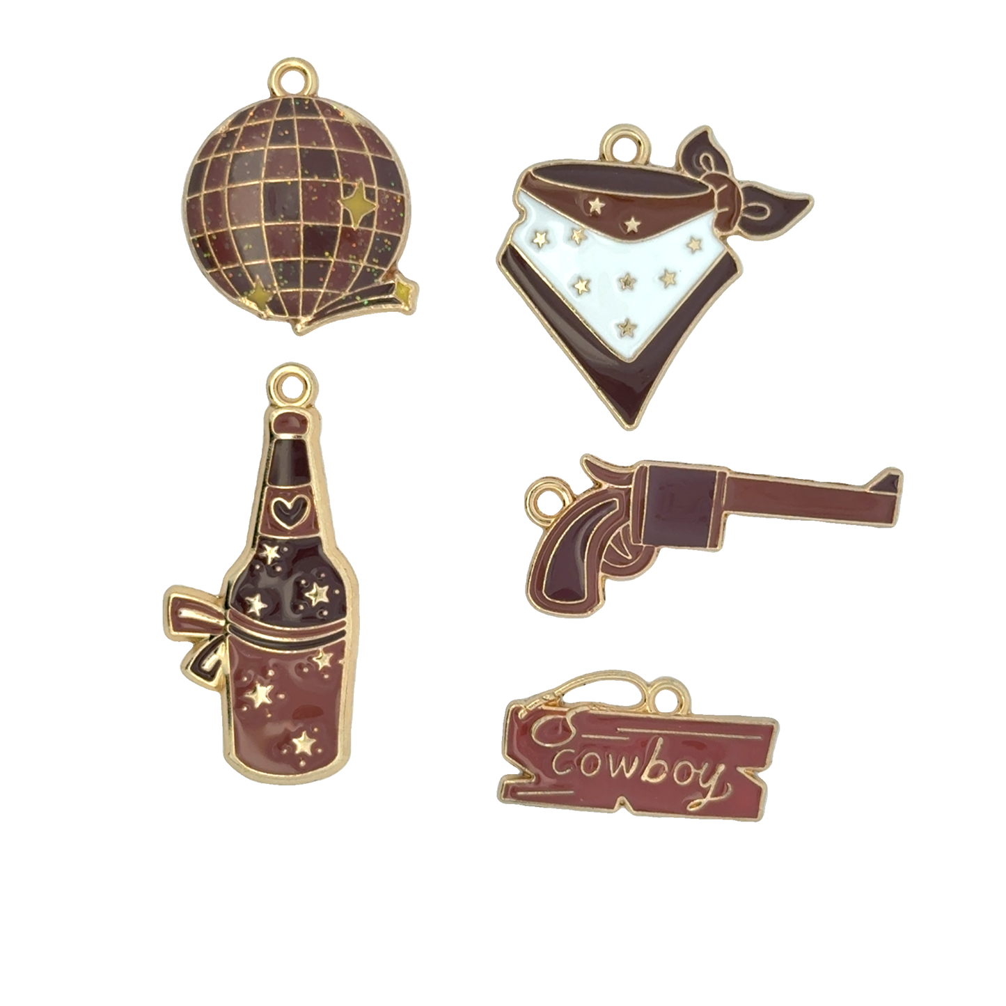 Charming Brown Western-Themed Charms