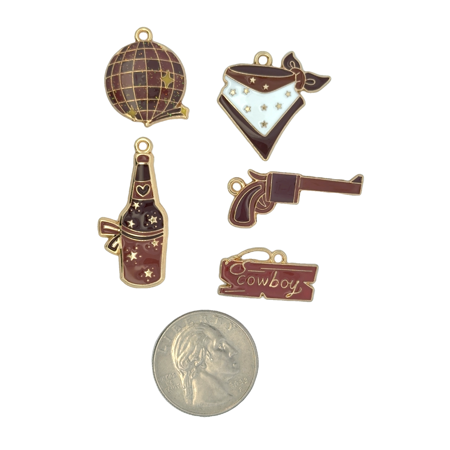 Charming Brown Western-Themed Charms