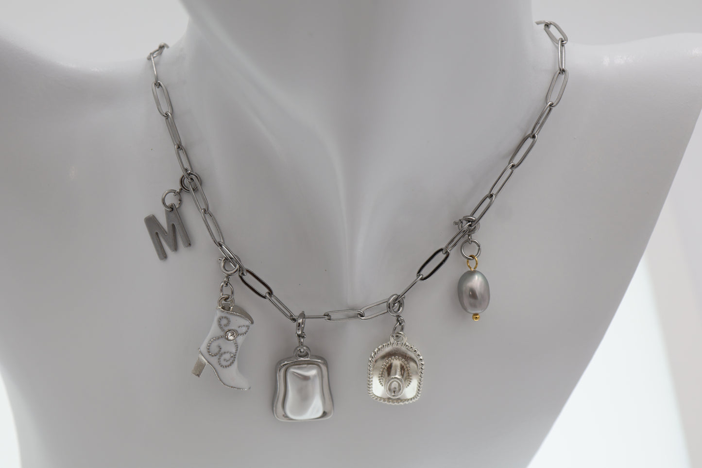 CharmiQ Silver Paperclip chain Necklace