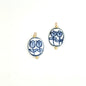 Elegant Blue Oval Tulip Floral Porcelain Charm