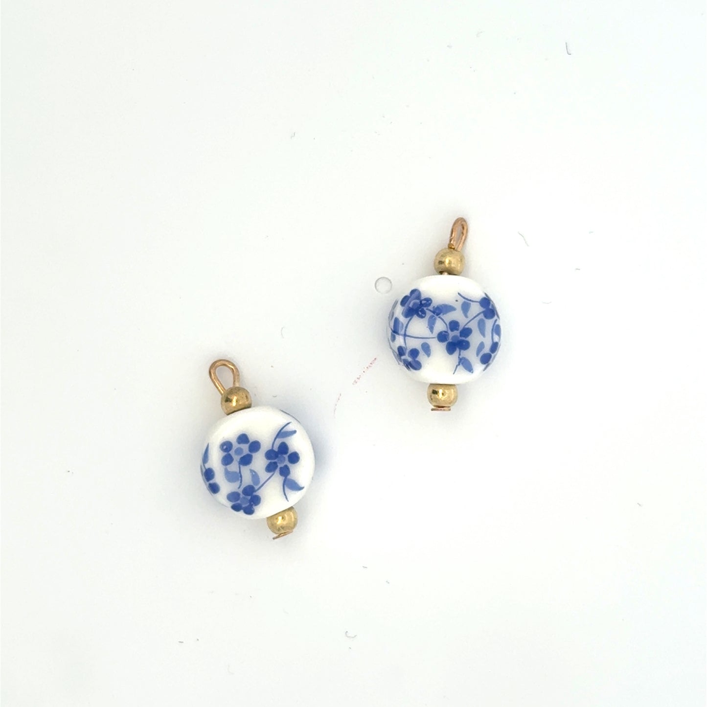 Delicate Floral Small Blue Porcelain Charms