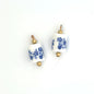 Elegant Blue Floral Barrel Porcelain Charms