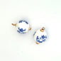 Elegant Floral Round Blue Porcelain Charms