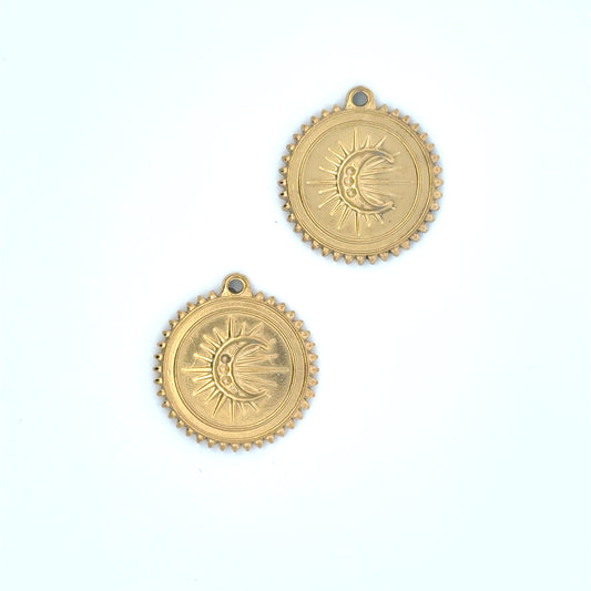 Elegant Gold Sun and Moon Charms