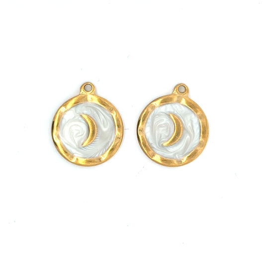 Elegant Moon Phase Charms Gold Trim