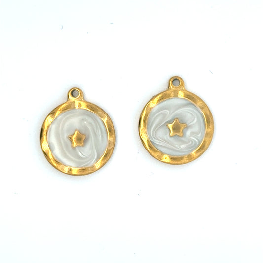 Elegant Gold and Star Celestial White Charms