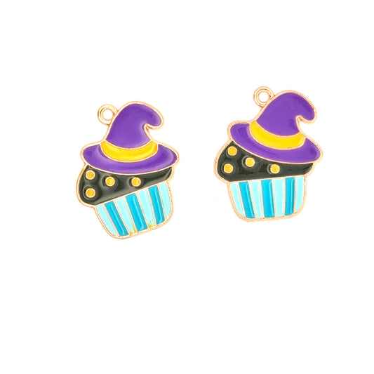 Whimsical Halloween wizard hat Cupcake charms