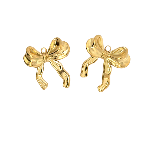Elegant Large 18k Stainless Steel Gold Bow Charms