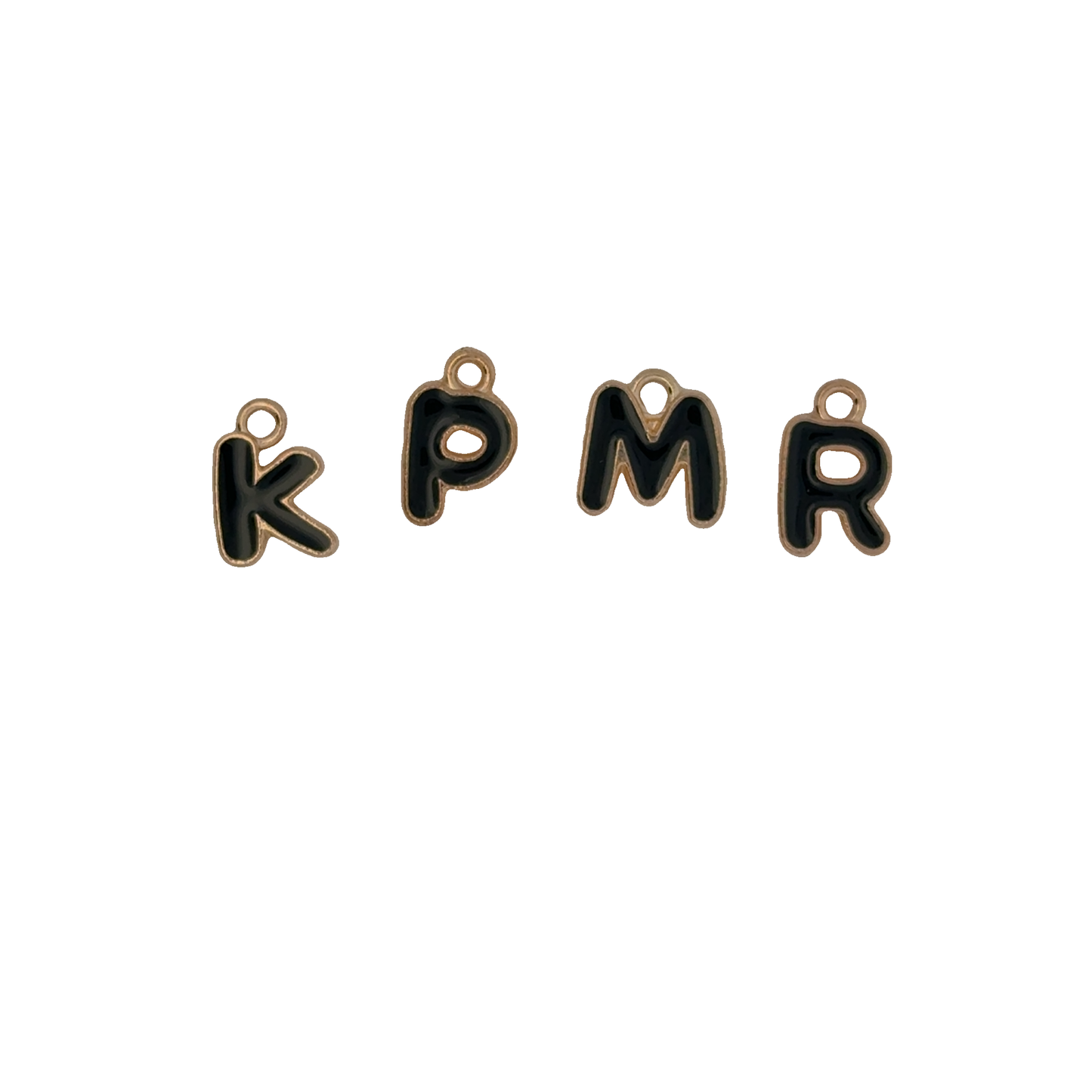 Charming Black Initial Letter Charms