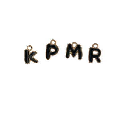 Charming Black Initial Letter Charms