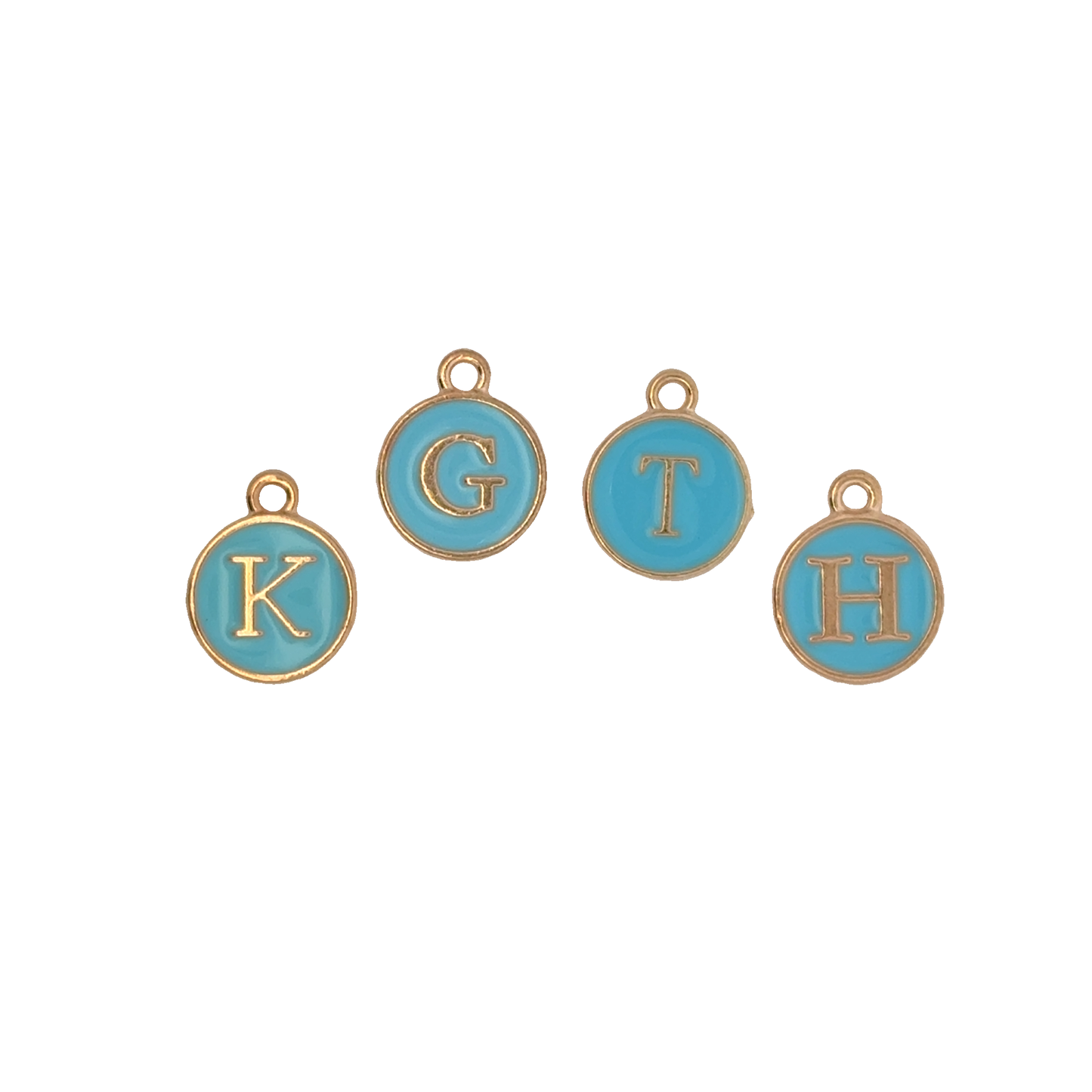 Charming Initial Charms in Baby Blue and Gold